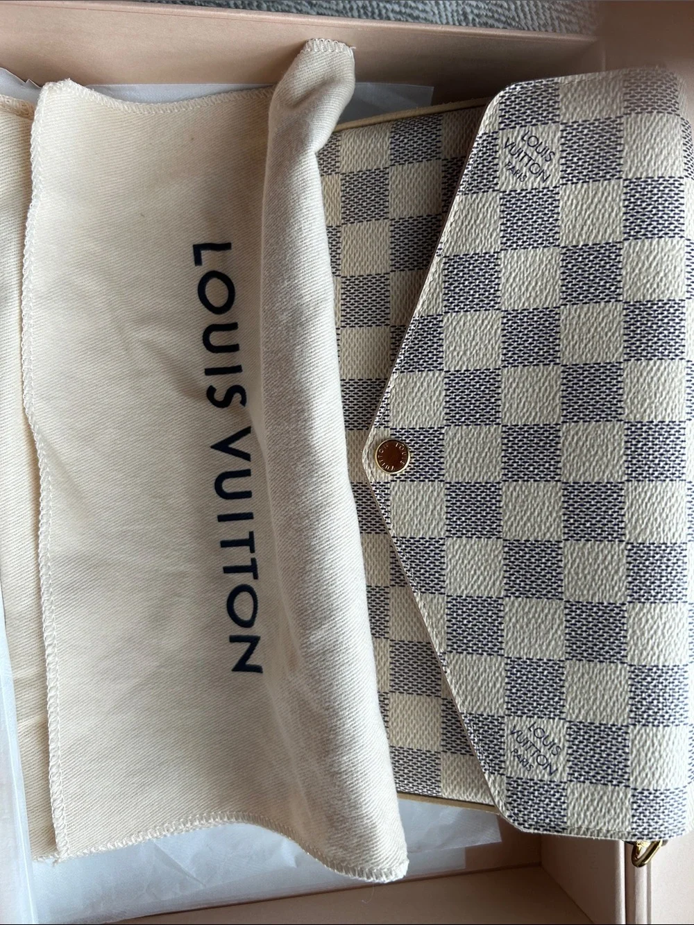Louis Vuitton Damier Azur Check Crossbody Bag - Cream & Blue